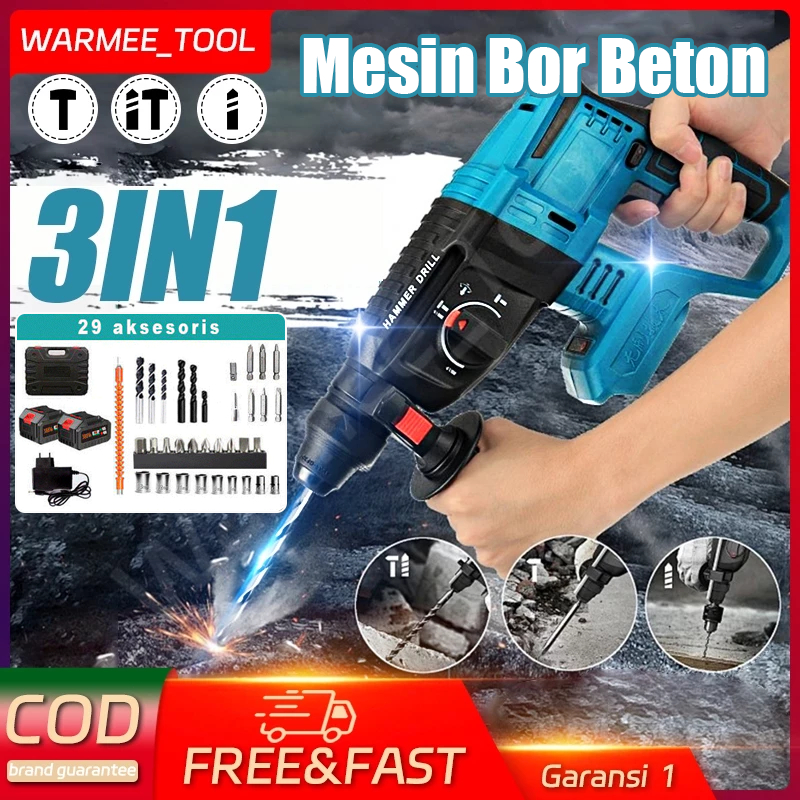 WARMEE Mesin Bor Beton Listrik Electric 3IN1 OEM Listrik Bor Beton 3 Fungsi Original Bor Hammer Dril
