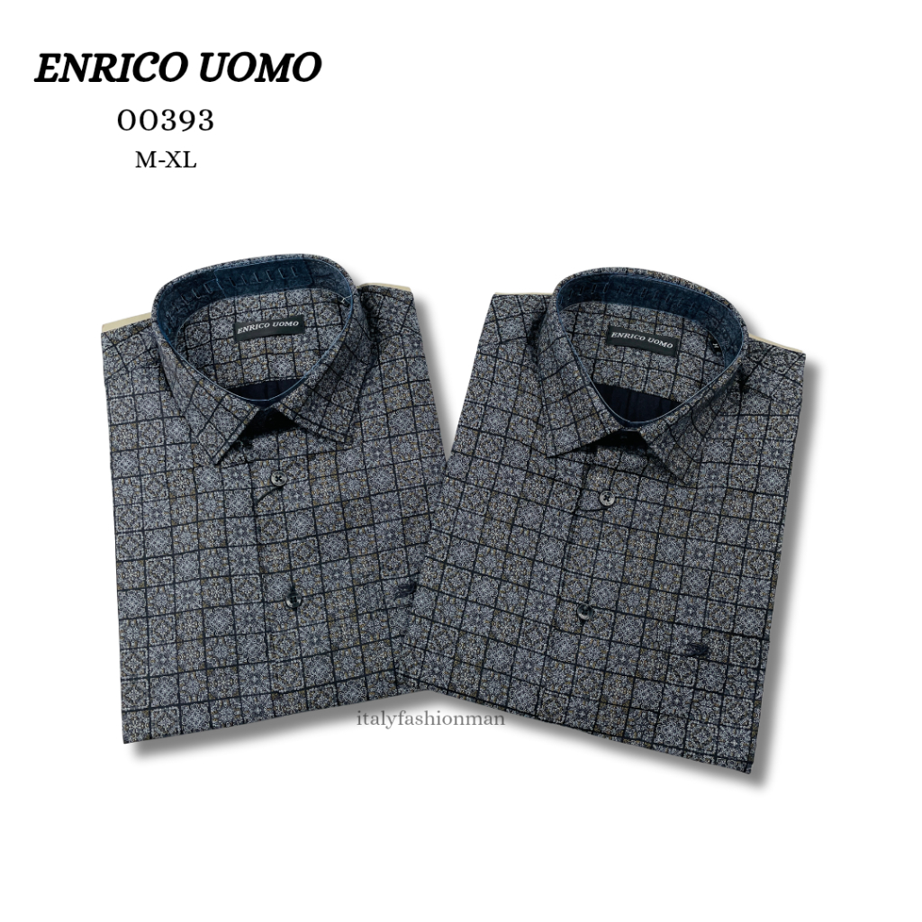 ENRICO UOMO Kemeja Pendek Katun Import Pria 00393 Size (M-XL)
