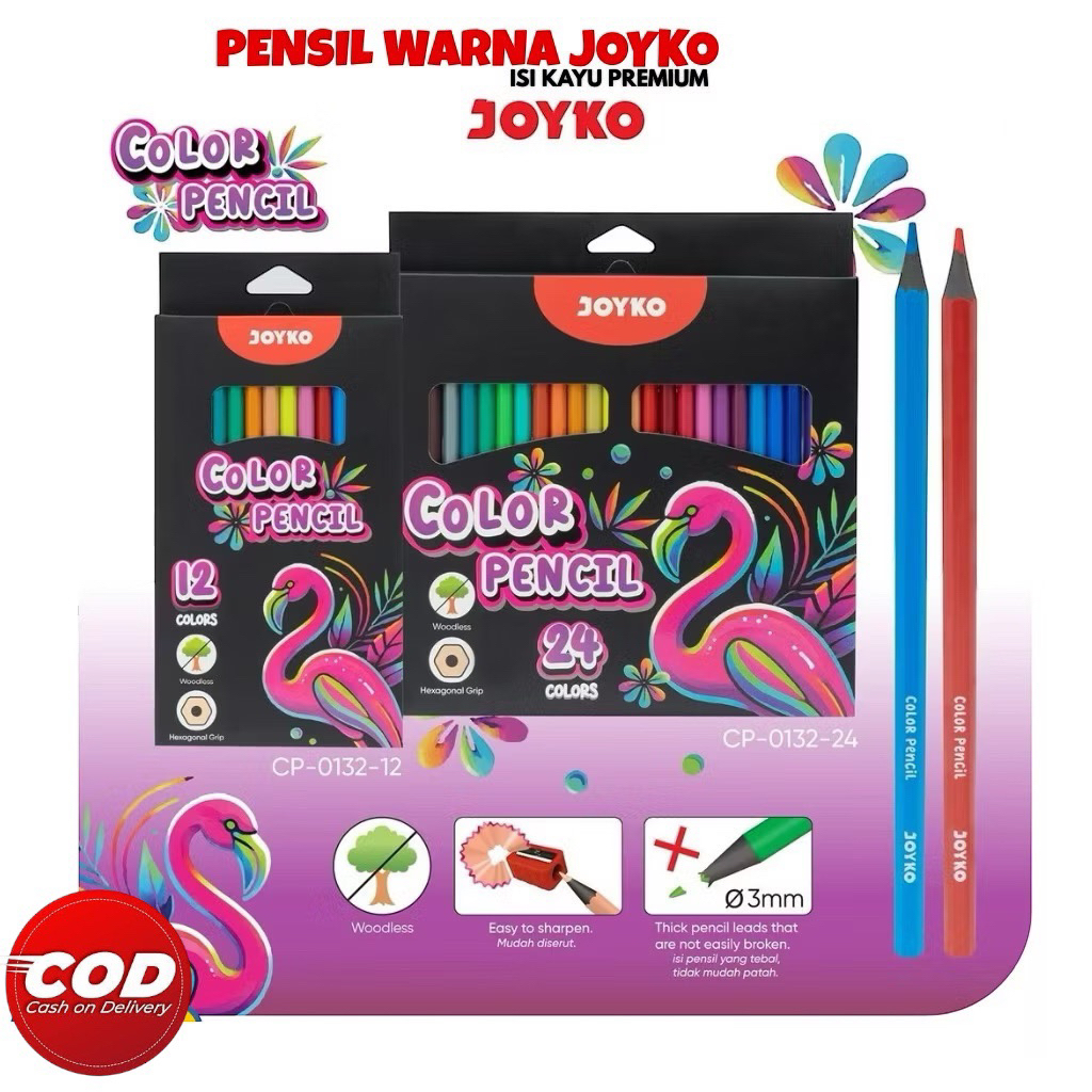 

Termurah Pensil Warna Joyko CP-0133/Pencil Warna Joyko 12 &24Pcs /12 &24Warna Set/ Panjang Color / Pencil 1 Set Pensil Warna Joyko CP-0133 New