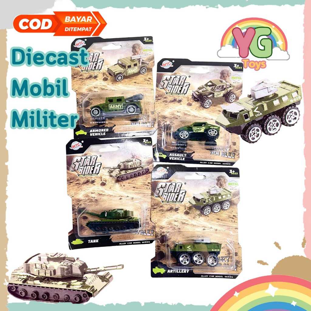Yes toy Mainan Diecast Mobil Tank Mobil Tentara Militer Bahan Besi Metal