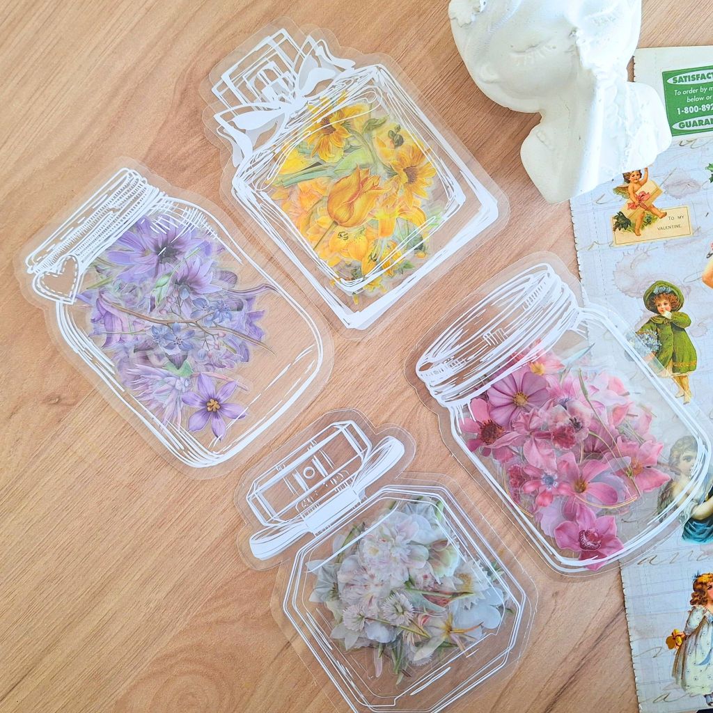

Bloom Jar Stickers – Stiker Bunga Aesthetic PVC 60 Pcs Transparan