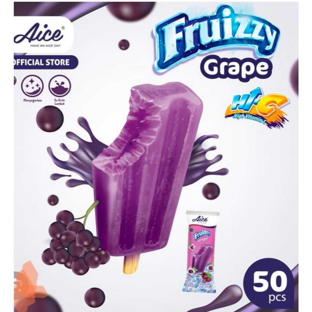 Ice Cream AICE Fruizzy Grape/Anggur isi 50 pcs
