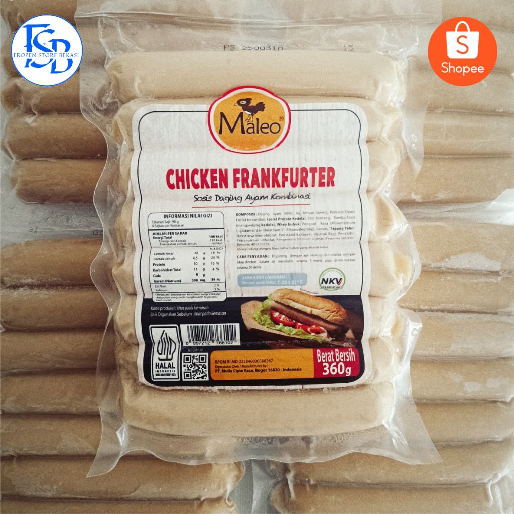 

MALEO SOSIS AYAM FRANKFURTER ( 360 GRAM / ISI 8 )