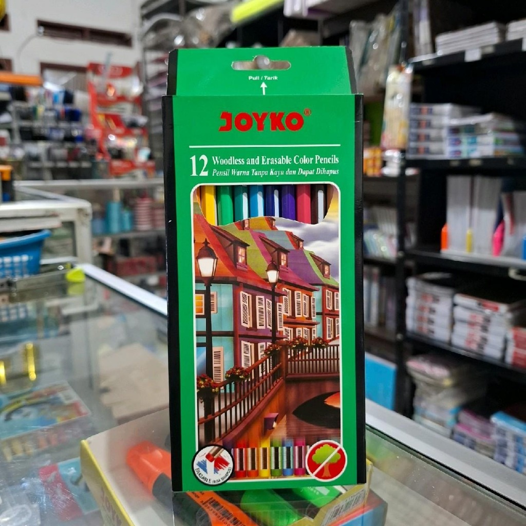 

Pensil warna Joyko panjang dapat dihapus 12 warna CP.109