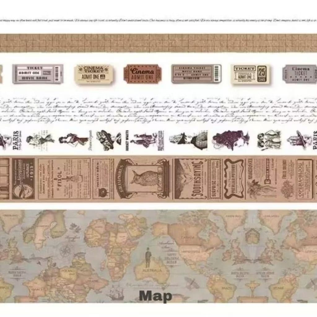 

WASHI TAPE MAP - 7 PCS WASHI TAPE VINTAGE DIARY DECO STICKER