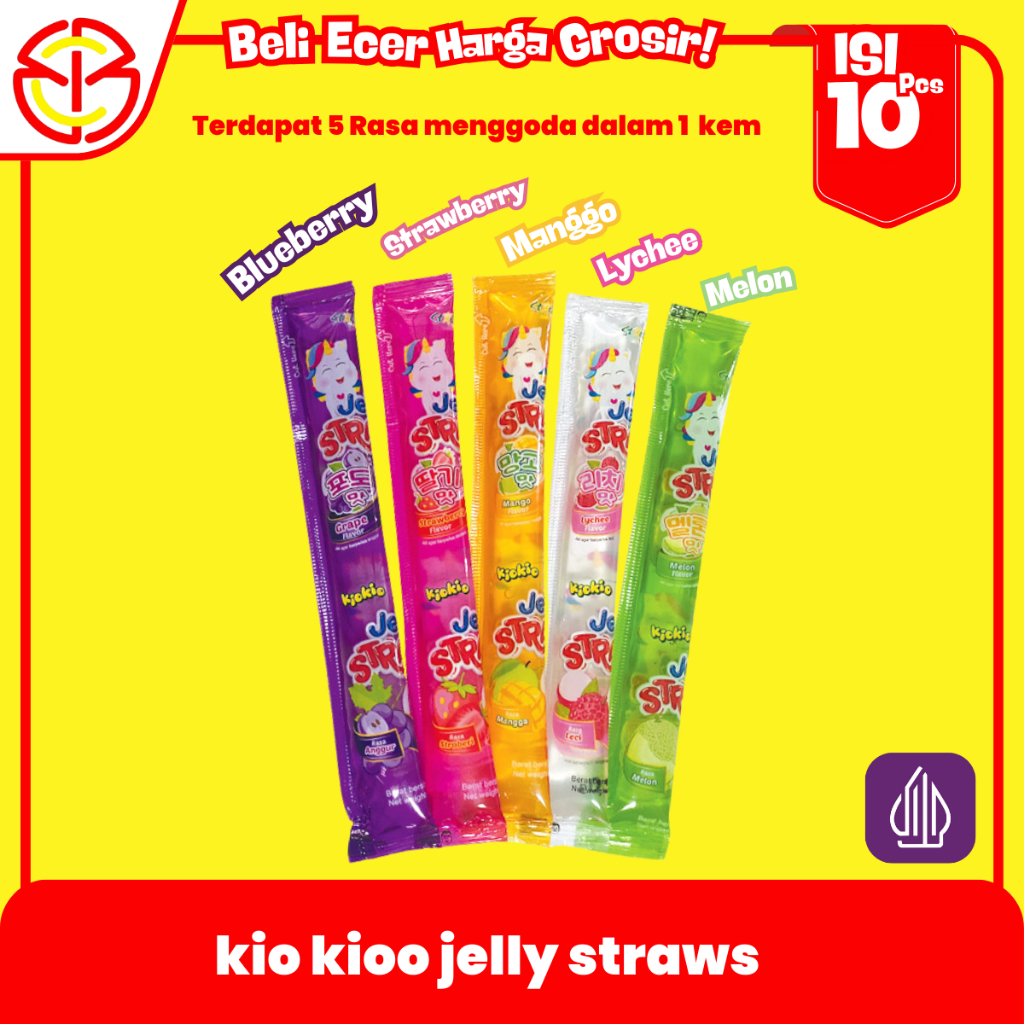 

Jelly Straws Kiokio Sedotan 10/20 Pcs Halal Enak Kenyal Aneka Rasa Buah Segar Snack Anak Viral Murah
