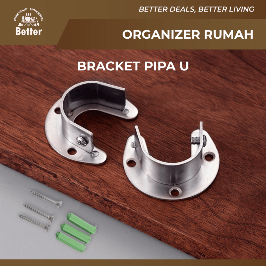Penyangga Kuping Lemari Bracket Bulat Stainless Gantungan Baju Pipa Besi Tebal