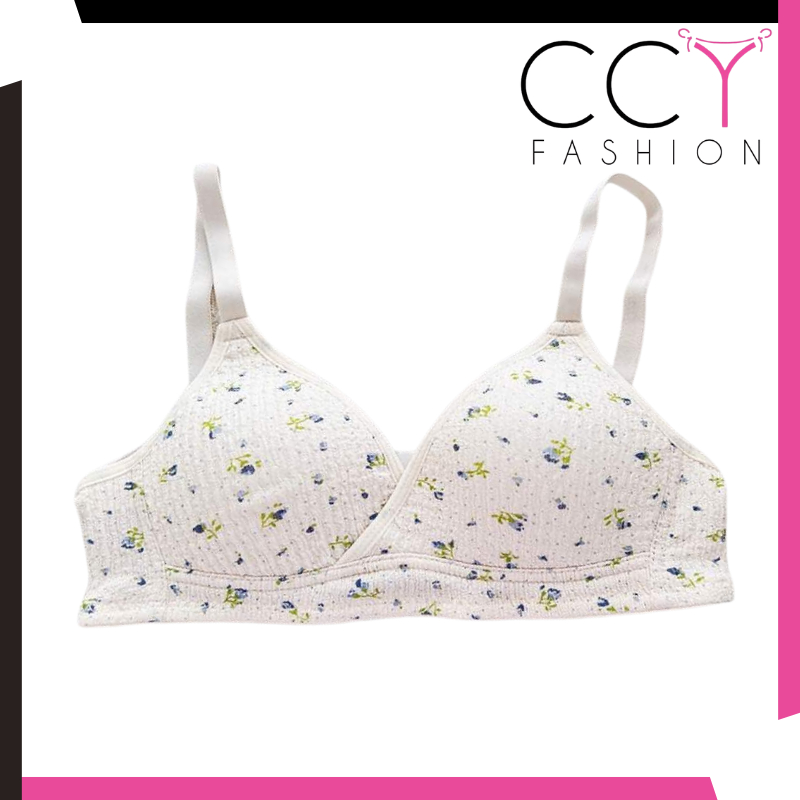 CCY FASHION BH Segitiga Wanita Motif Bunga Bahan Nyaman Adem Bra Cewek Imut Lucu