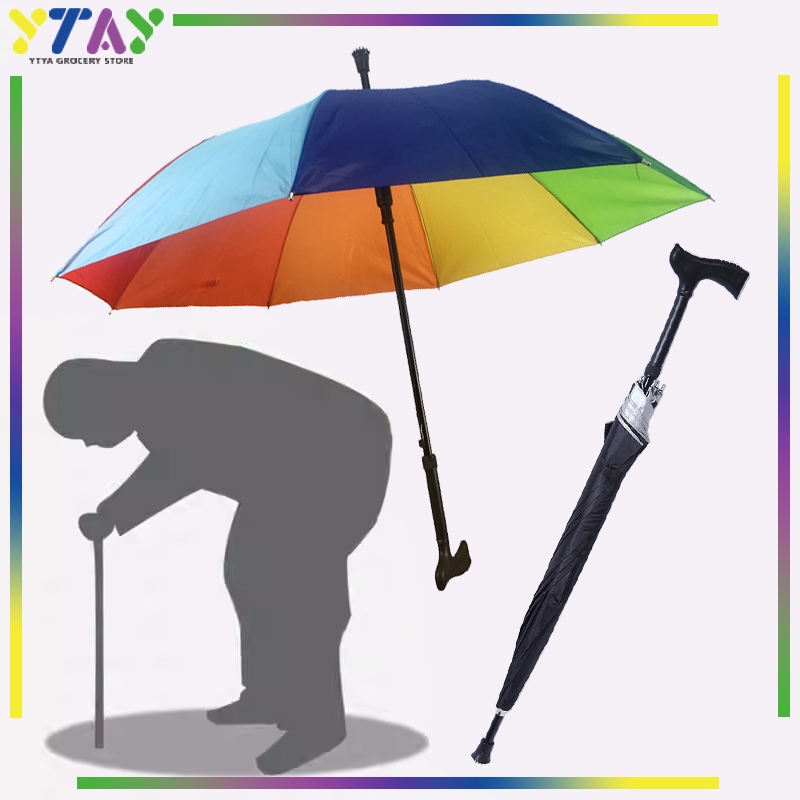 Tongkat Payung Lipat Tongkat Jalan 1 Kaki untuk Lansia Alat Bantu Jalan Anti Slip & Praktis