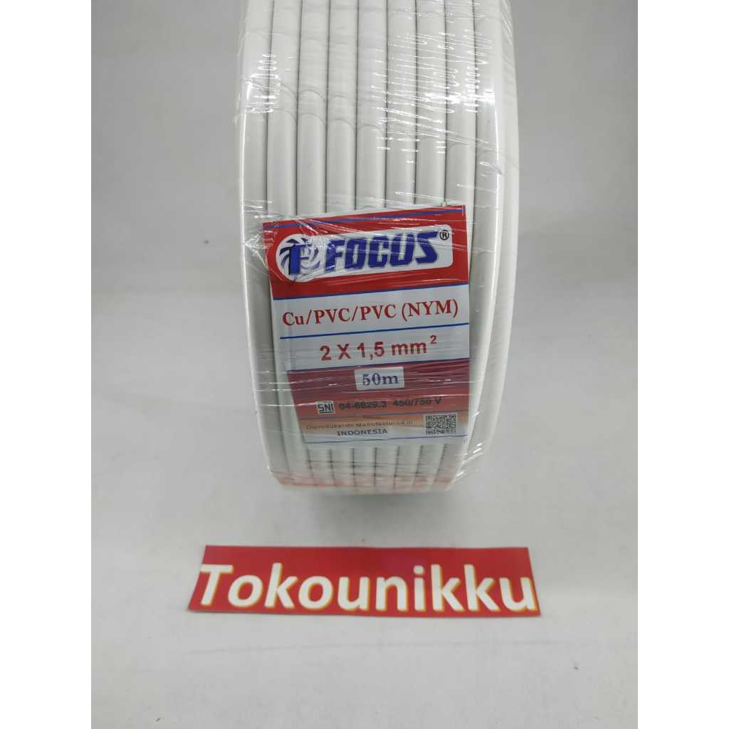 KABEL NYM FOCUS 2 X 1,5 / 2 X 2,5 / 3 X1,5 / 3 X 2,5MM PANJANG 50 METER - 2 x 2,5