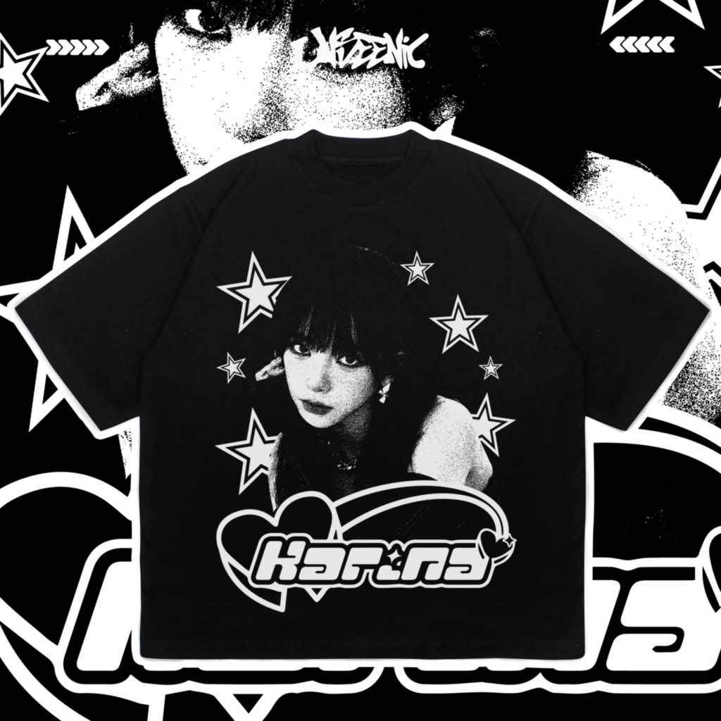 Unseenic T-shirt Boxy Oversize Karina Aespa Kaos Hitam Pria Wanita