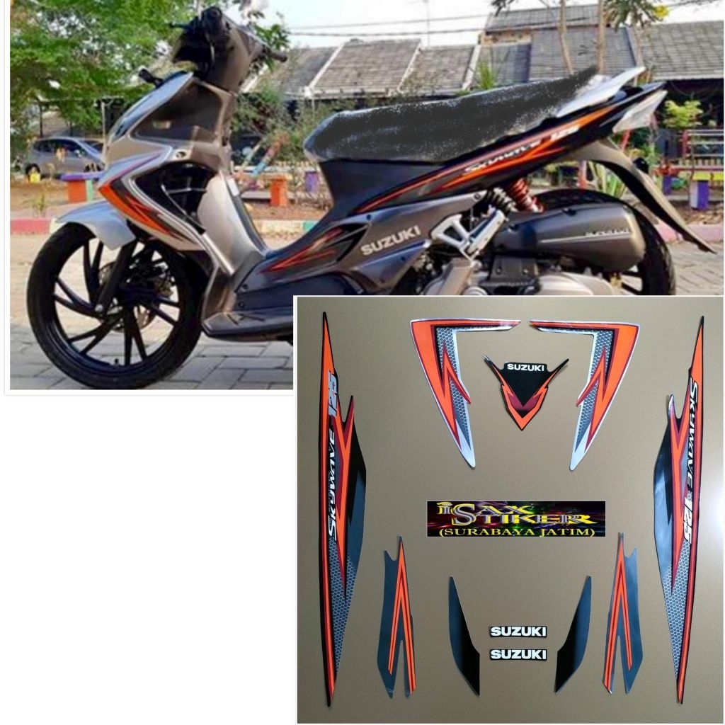 Striping Original Suzuki Skywave 125 silver hitam tahun 2008 2009