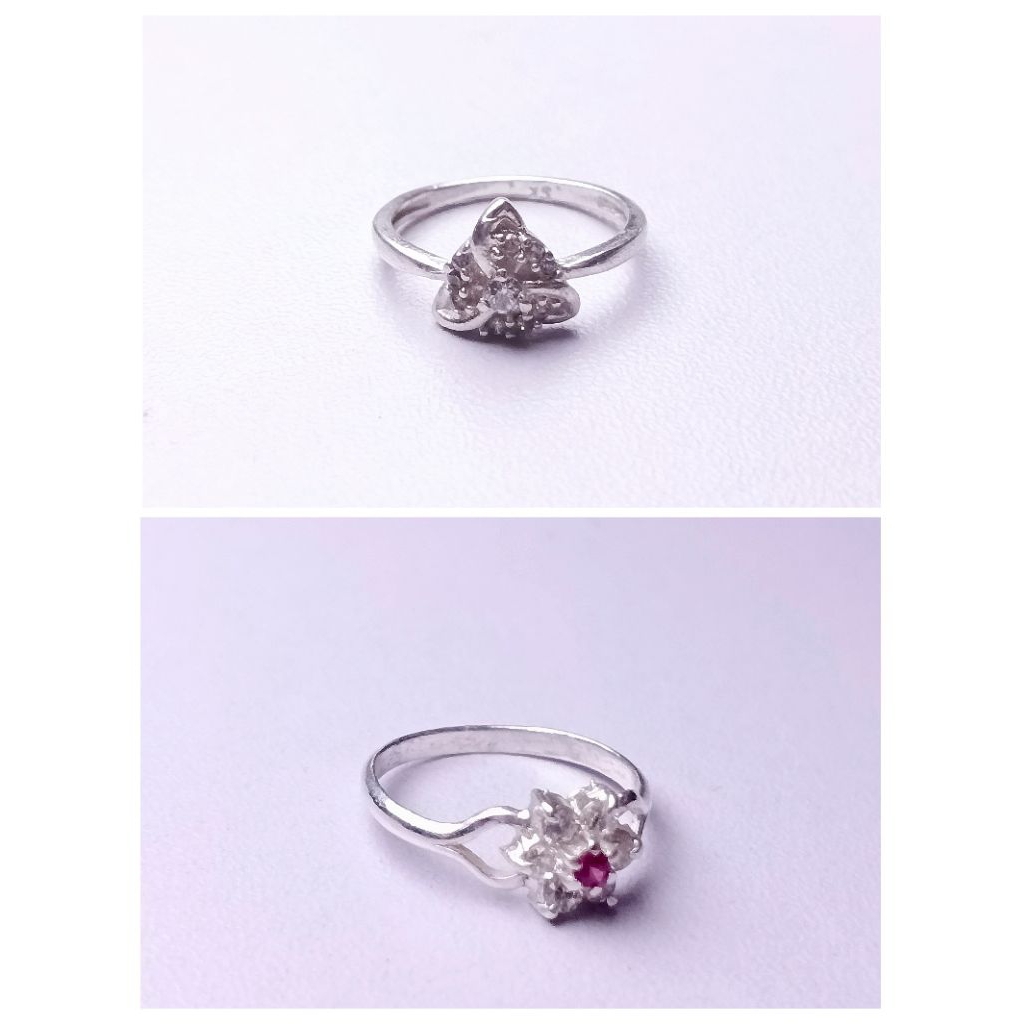 Cincin Anak Perak 925/Cincin Anak Terbaru/Model Bunga/Cincin Perak Asli/Lapis Emas Putih