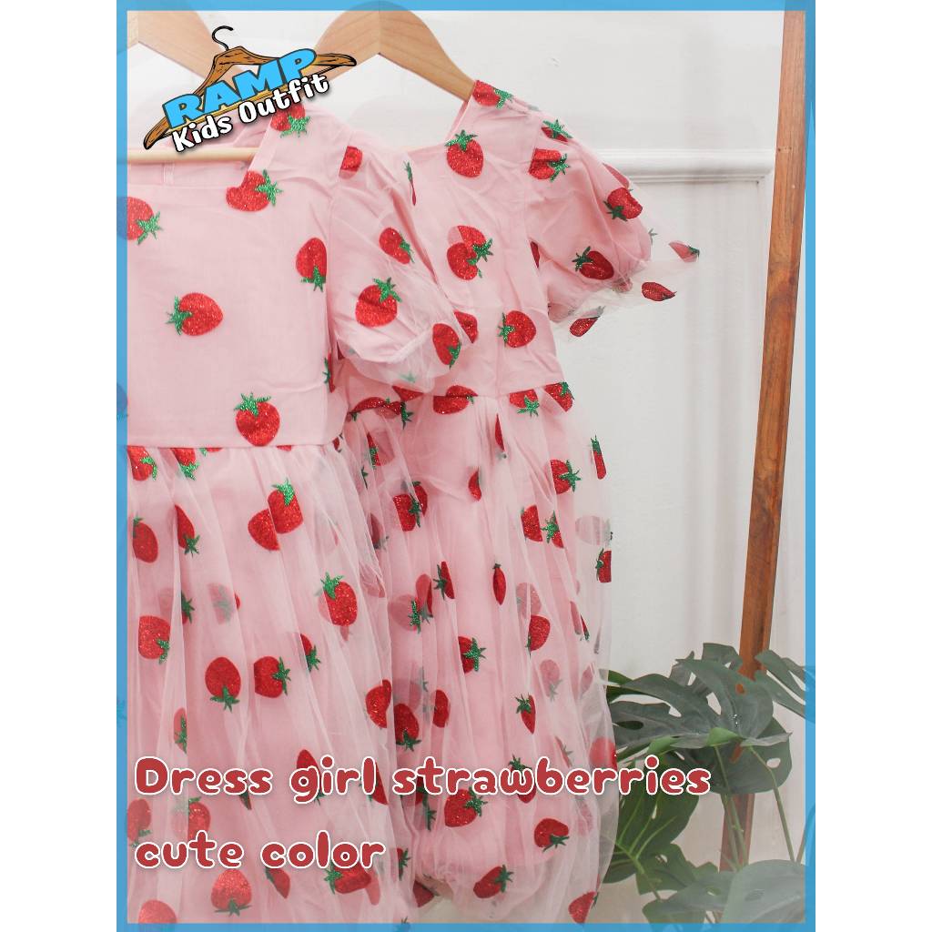 dress anak perempuan | dress tutu anak motif strawberry | Dress girl strowberries cute color ball 55