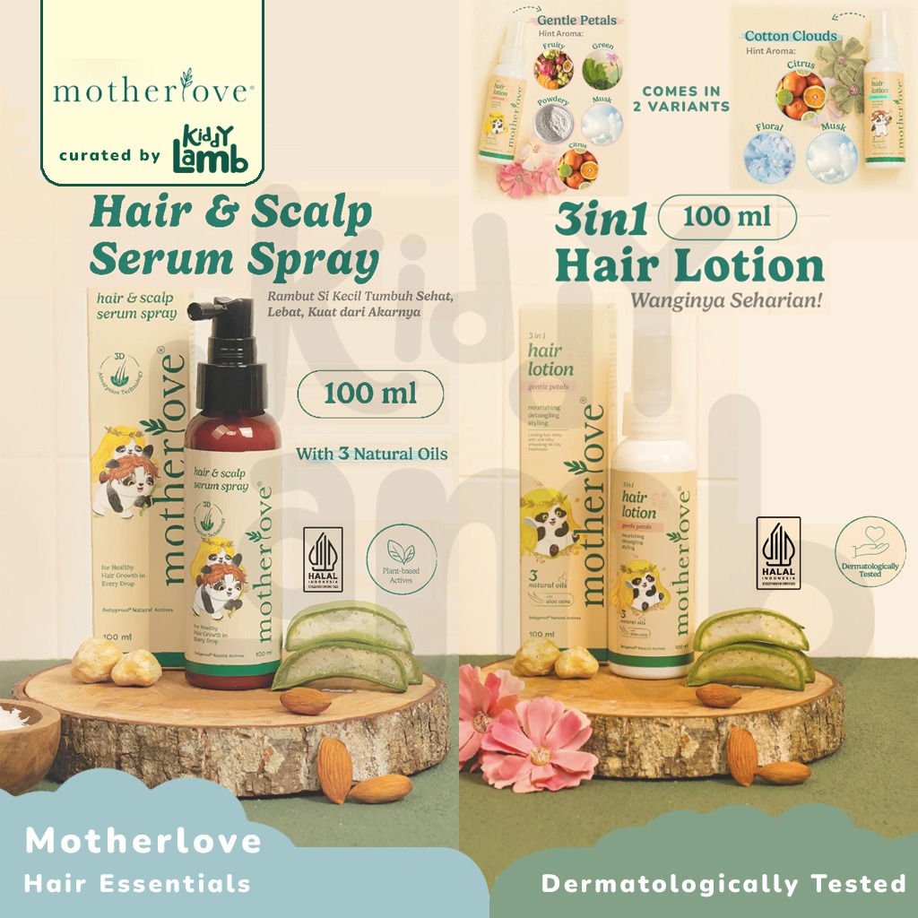 Motherlove Hair Scalp Serum & 3in1 Hair Lotion Gentle Petals / Serum Organik Penumbuh Rambut Anak Na