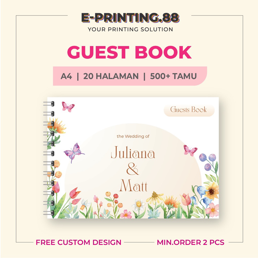

Custom WEDDING GUEST BOOK Buku Tamu Pernikahan Free Custom Desain 20 halaman