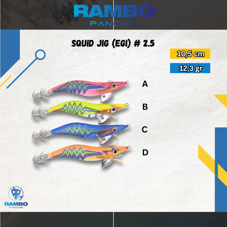 RAMBO LURE SQUID JIG (EGI) UMPAN CUMI GID # 2,5  DAN  #3.0