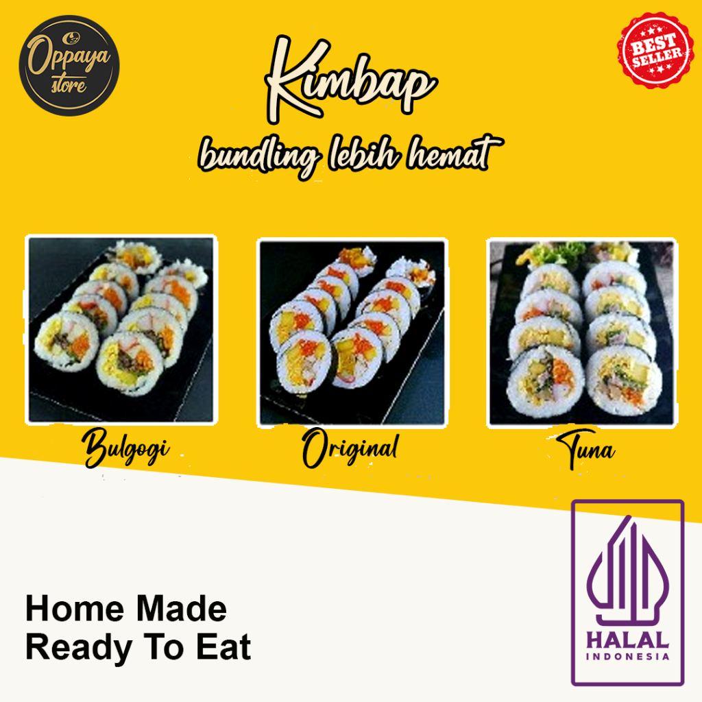 

Paket Bundling Kimbap Korea Halal – Bulgogi, Tuna Mayo, Original 3 Varian Isi 10 Pcs Fresh Homemade