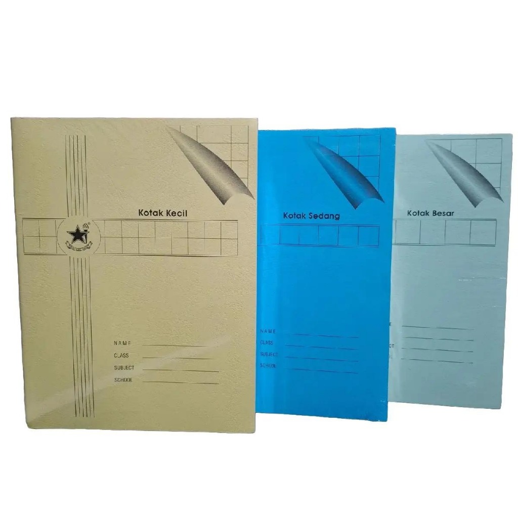 

3pcs Buku Kotak KECIL SEDANG BESAR sekolah TK
