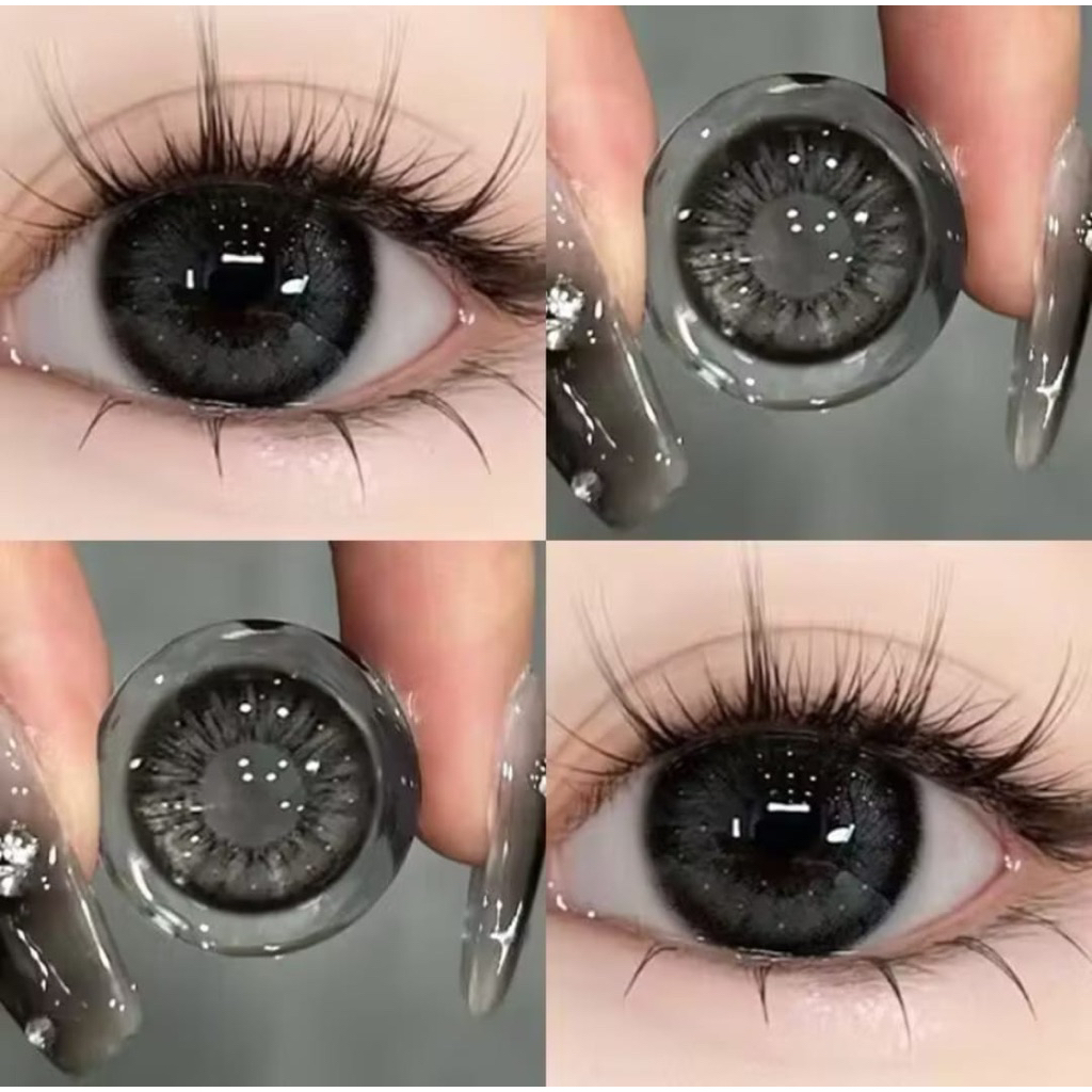 Kks01 Softlens Hitam Mix Abu / Softlens BlackGrey 14.5mm Normal&Minus
