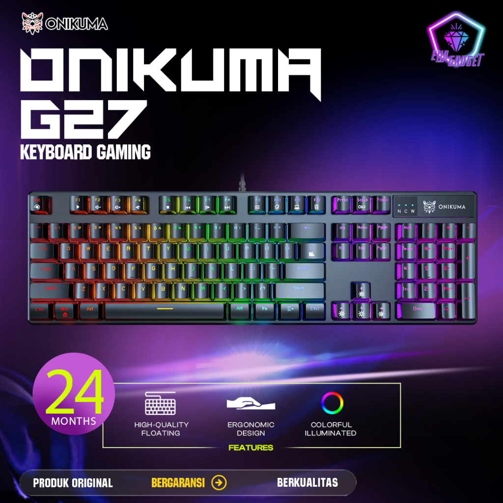 Mechanical Keyboard Gaming RGB ONIKUMA G27 Black Original - Professional Gaming Keyboard-ello gadget