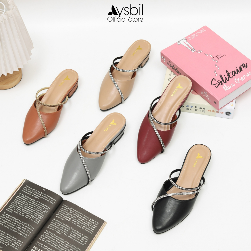 Sepatu Sandal Wanita Mules Model Korea Kulit Hak 3cm - AYSBIL Mazaya