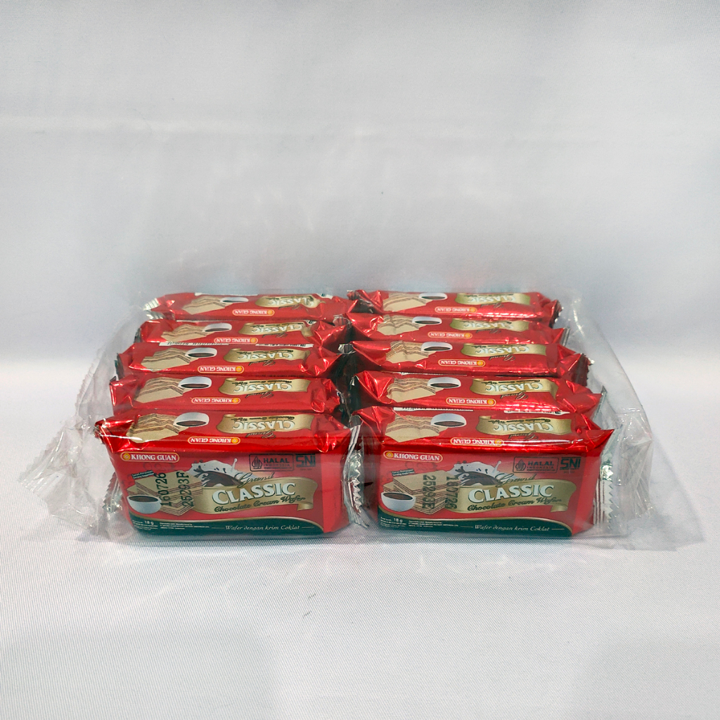 

Khong Guan Classic Chocolate Cream Wafer 18gr isi 10 Pcs