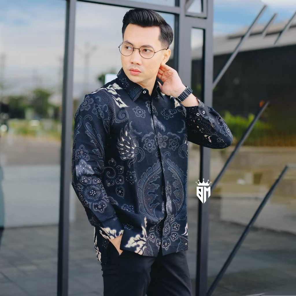 BMAYSTORE - MAHKOTA Kemeja Batik Pria Slim Fit Laskala Premium Batik Tama Lengan Panjang Modern Full