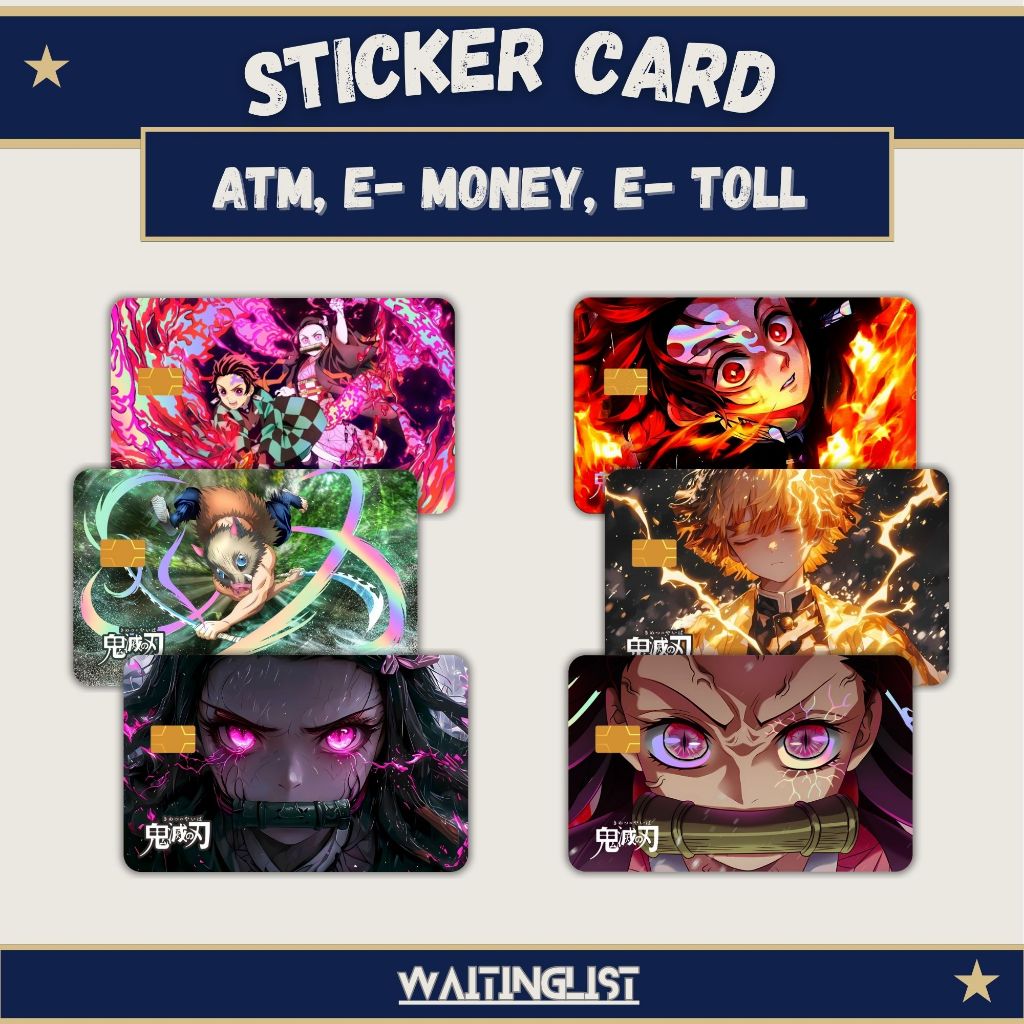 

Stiker Skin Card ATM E- M0ney E- Toll Tanjiro, Zenitsu, Nezuko Anime Kimetsu No Yaiba| Demon Slayer