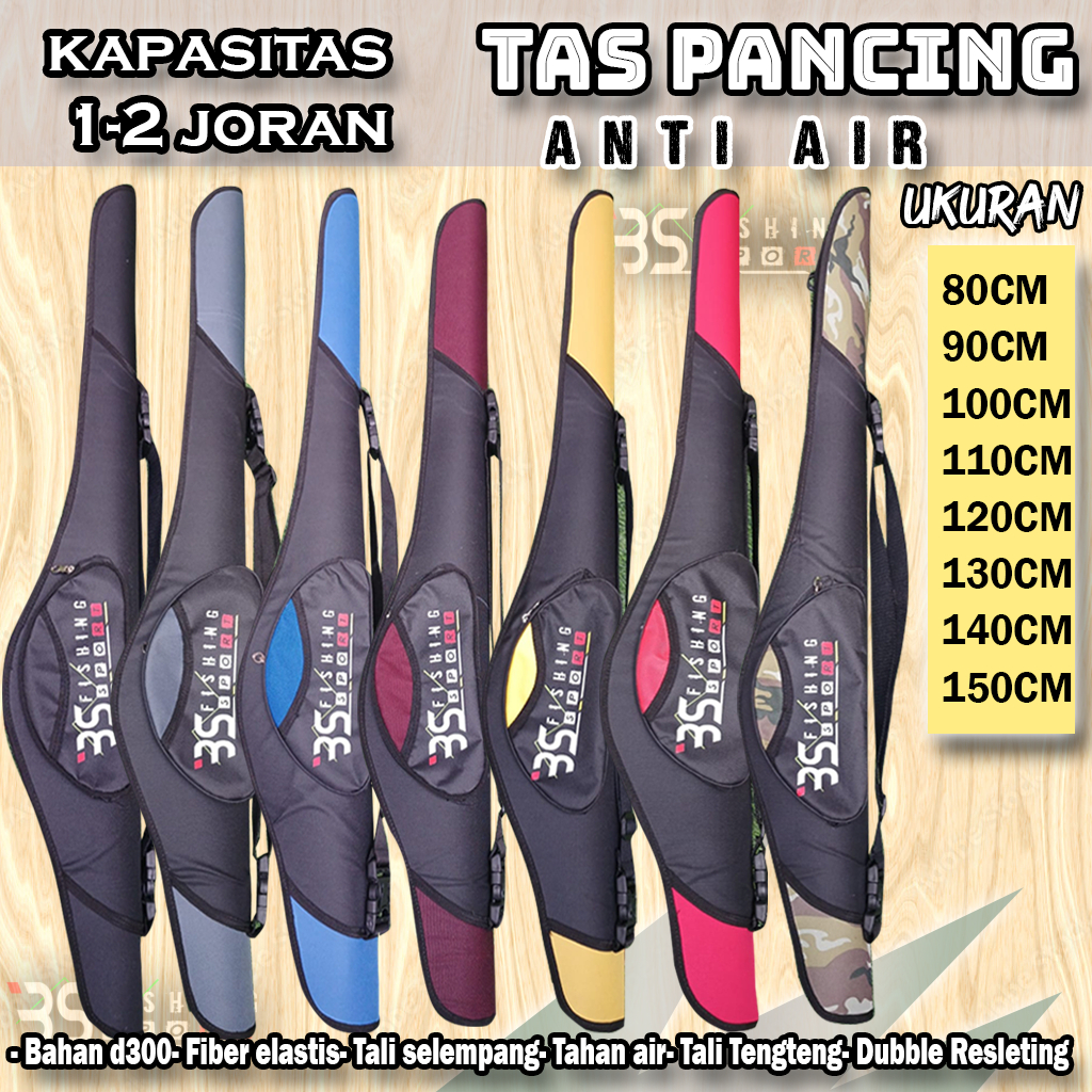 tas pancing anti air 2  joran ukuran 80cm - 150cm fiber  tahan air berkulitas terlengkap