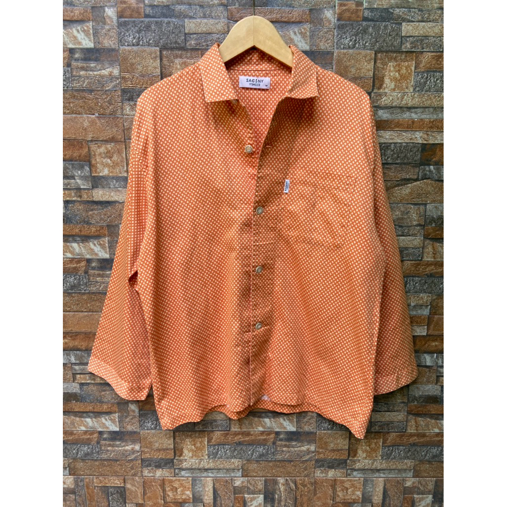 Vintage 90s  SACSNY Y’SACCS Orange Polkadot Long Sleeve Shirt