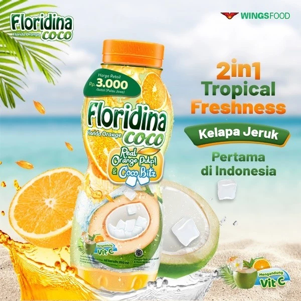 

Floridina Orange dan Floridina Coco kelapa 1 Botol 350 Ml asli jeruk degan fresh segar 1pack 12botol WINGSFOOD VITAMIN C