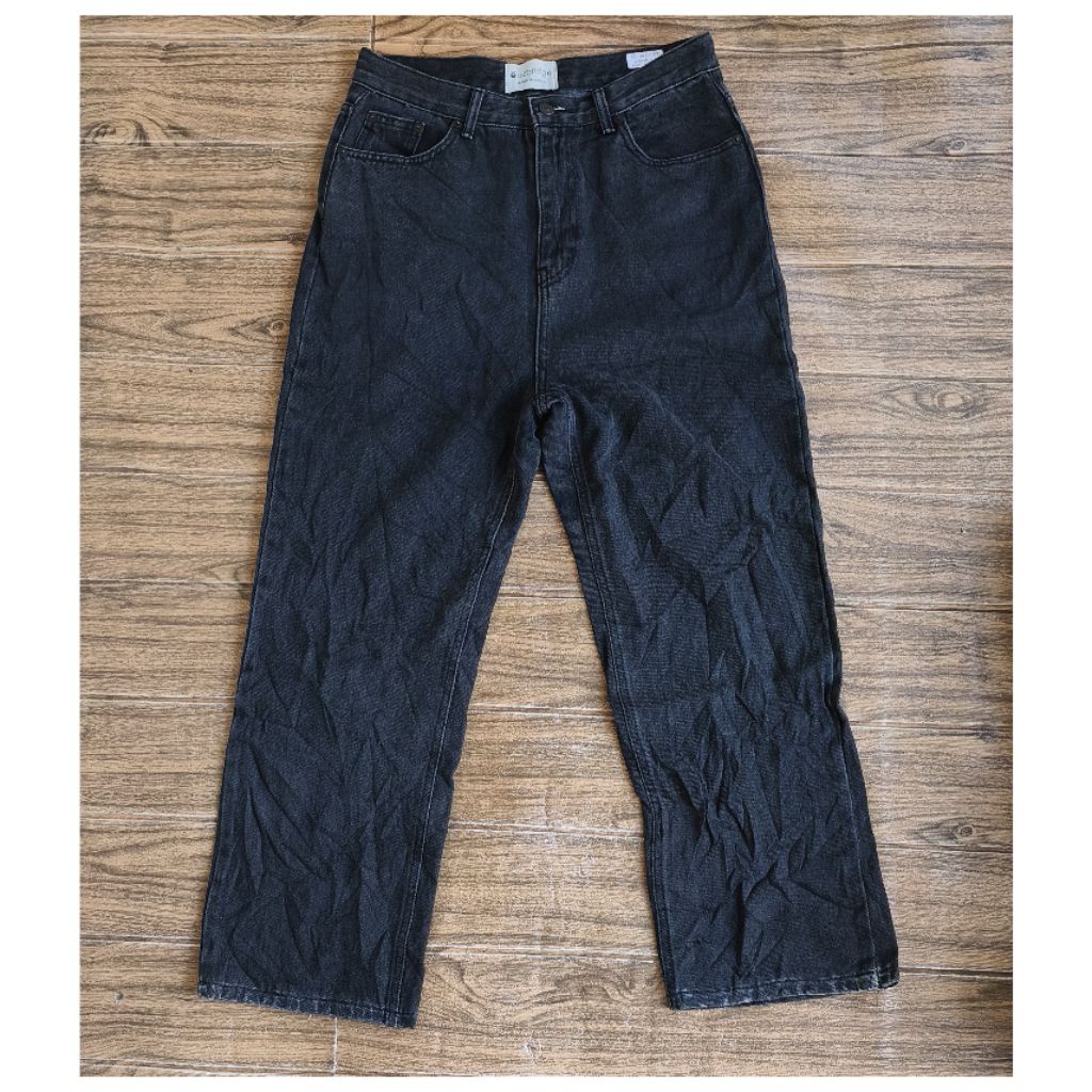 CELANA PANJANG JEANS WARNA ABU TUA OZBRIDGE HW BAGGY REGULER SKENA SIZE-29/30 YRHN19