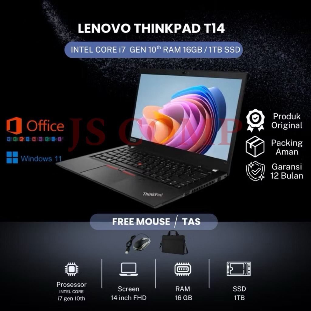 Laptop T14 Intel Core i7 10Th Ram 16Gb/1Tb Ssd 14Inch Key Backlight FREE MOUSE/TAS