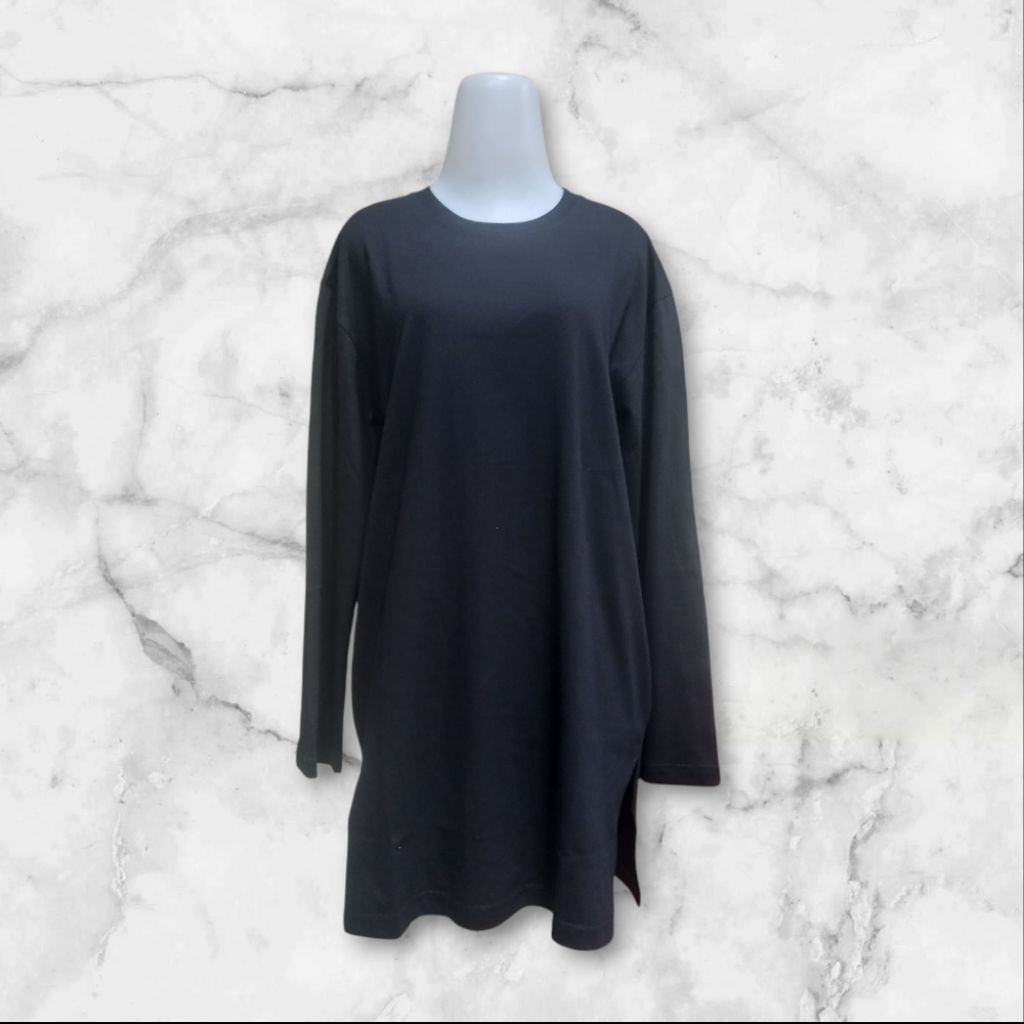 Baju Kaos Wanita Muslim Tunik Katun Combed 24s Premium warna Hitam