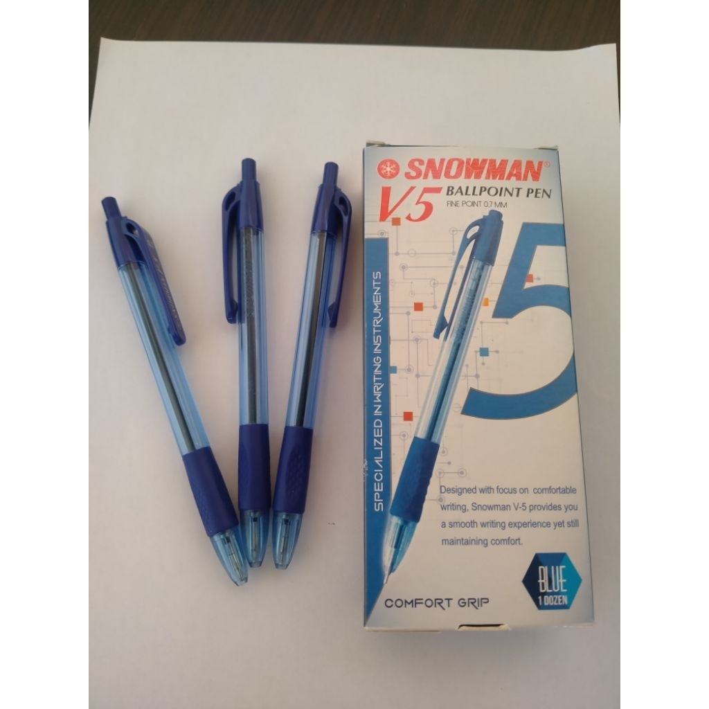 

ballpoint snowman V5 biru dan hitam