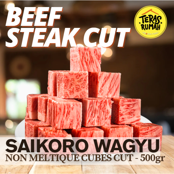 

AUS BEEF SAIKORO NON MELTIQUE WAGYU CUBES CUTS 500gr - TANPA INJEKSI LEMAK/MINYAK DAGING SAPI SAIKORO