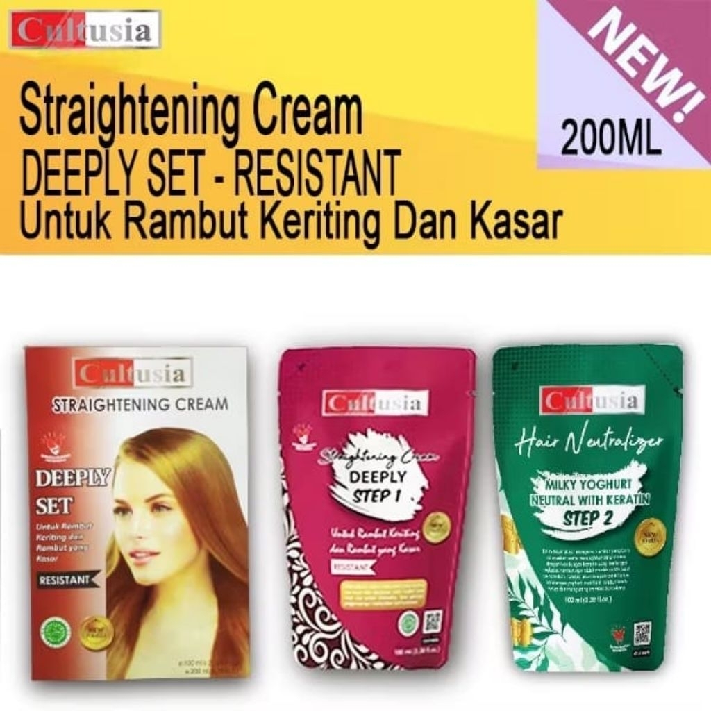 CULTUSIA SET MINI Hair Straightening - DEEPLY (RESISTANT) - 2x100 mL | Pelurus Rambut Sekali Pakai R