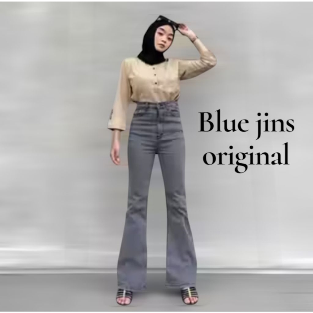 celana jeans cutbray wanita warna abu