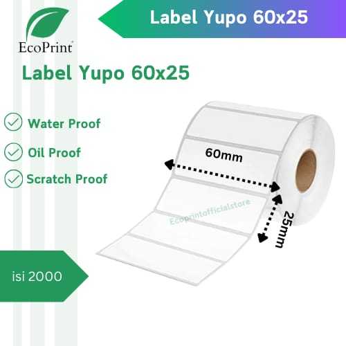 

ECOPRINT Label Barcode Yupo 60 x 25 isi 2000 - STIKER YUPO 60X25 ISI 2000