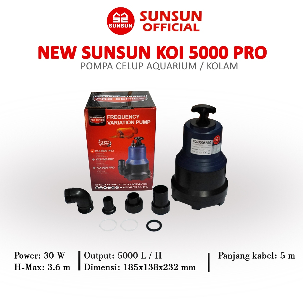 NEW SUNSUN KOI 5000/7000/9000 PRO Pompa Air Celup Kolam Aquarium