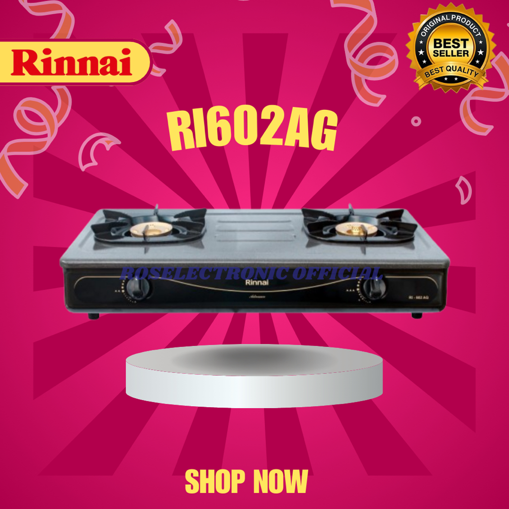 KOMPOR GAS RINNAI 2 TUNGKU RI-602AG/RI602AG/RI602 AG/RI602AG/RI-602 AG/ORIGINAL RINNAI/GARANSI RESMI