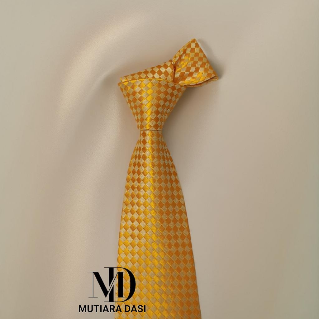 Dasi Pria Dasi Ikat Manual Dasi Motif Kotak Kotak Ukuran 7cm Kuning