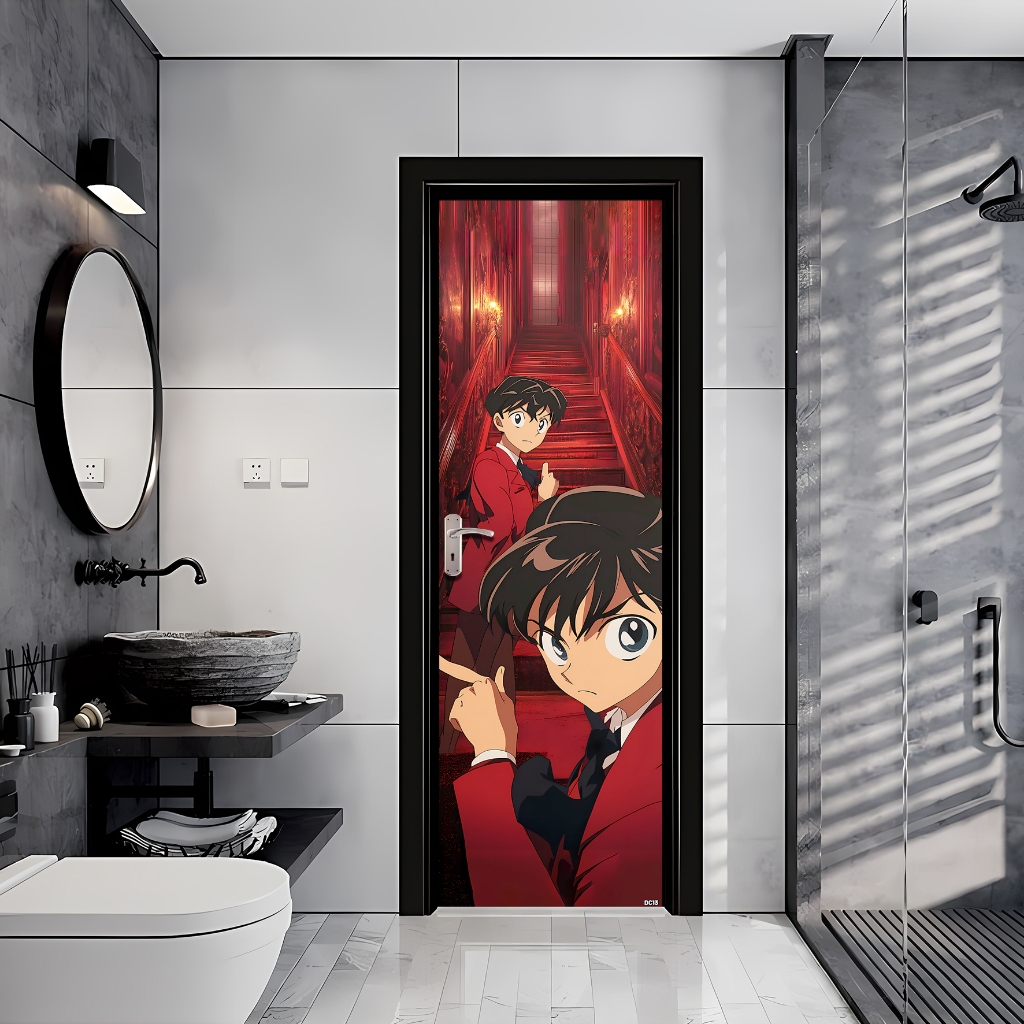 Sticker Pintu Kamar Mandi Sticker Dinding Stiker Pintu HOMEDECOR MOTIF ANIME DETECTIVE CONAN