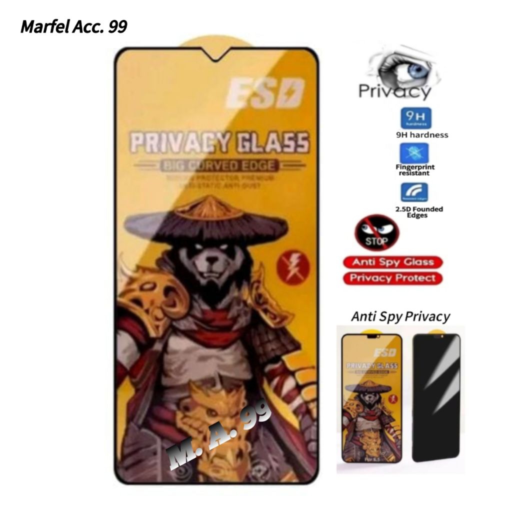 For Vivo Y93 Tempered Glass Anti Spy Privacy PANDA Pelindung Layar Kaca Hp