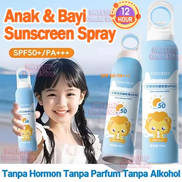 Sunscreen Spray Bayi & Anak Daily Outdoor Sunscreen Spray Spf 50 Pa +++ 150Ml Tabir Surya Anak Dan Bayi Whitening Sunscreen Children Kids Uv Mist Sunblock Glowing Sun Protect Uva+Uvb All Day Light Sunscreen Mist Waterproof Lightweight Refreshing