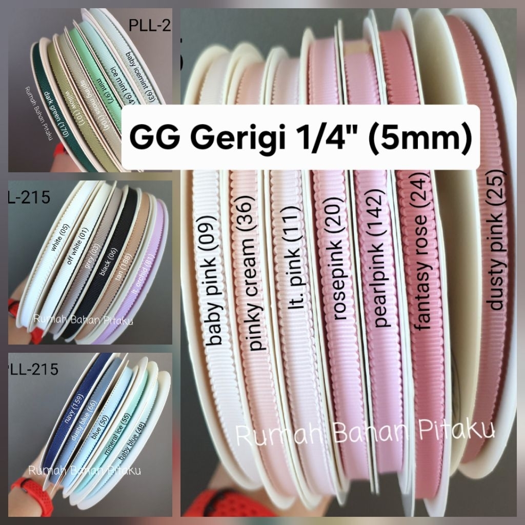 

(PLL-215)PITA KOREA GG GERIGI 1/4" (6 MM), HARGA per-YARD (=90CM)