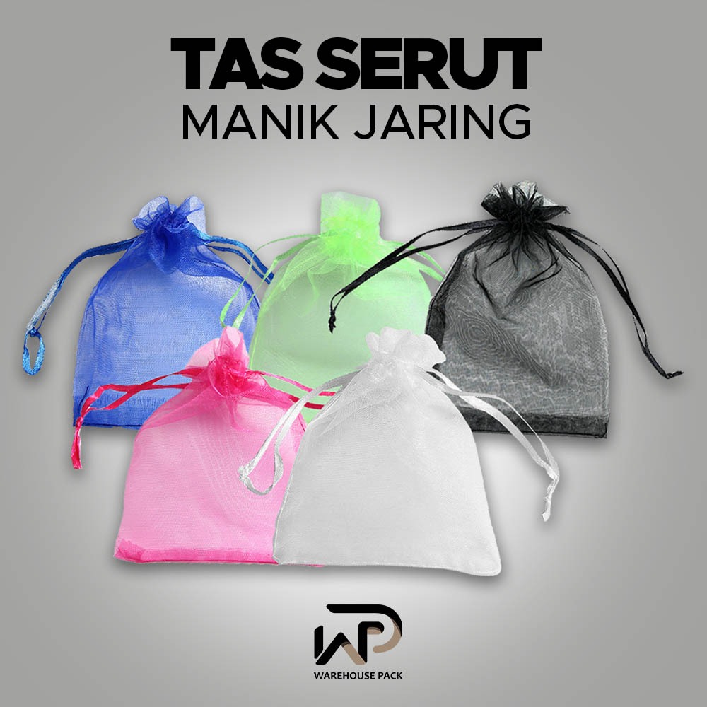 Kantong Pouch Perhiasan Manik-Manik | Kantong Serut Organza Bag | Kantong Serut Souvenir Wedding | T