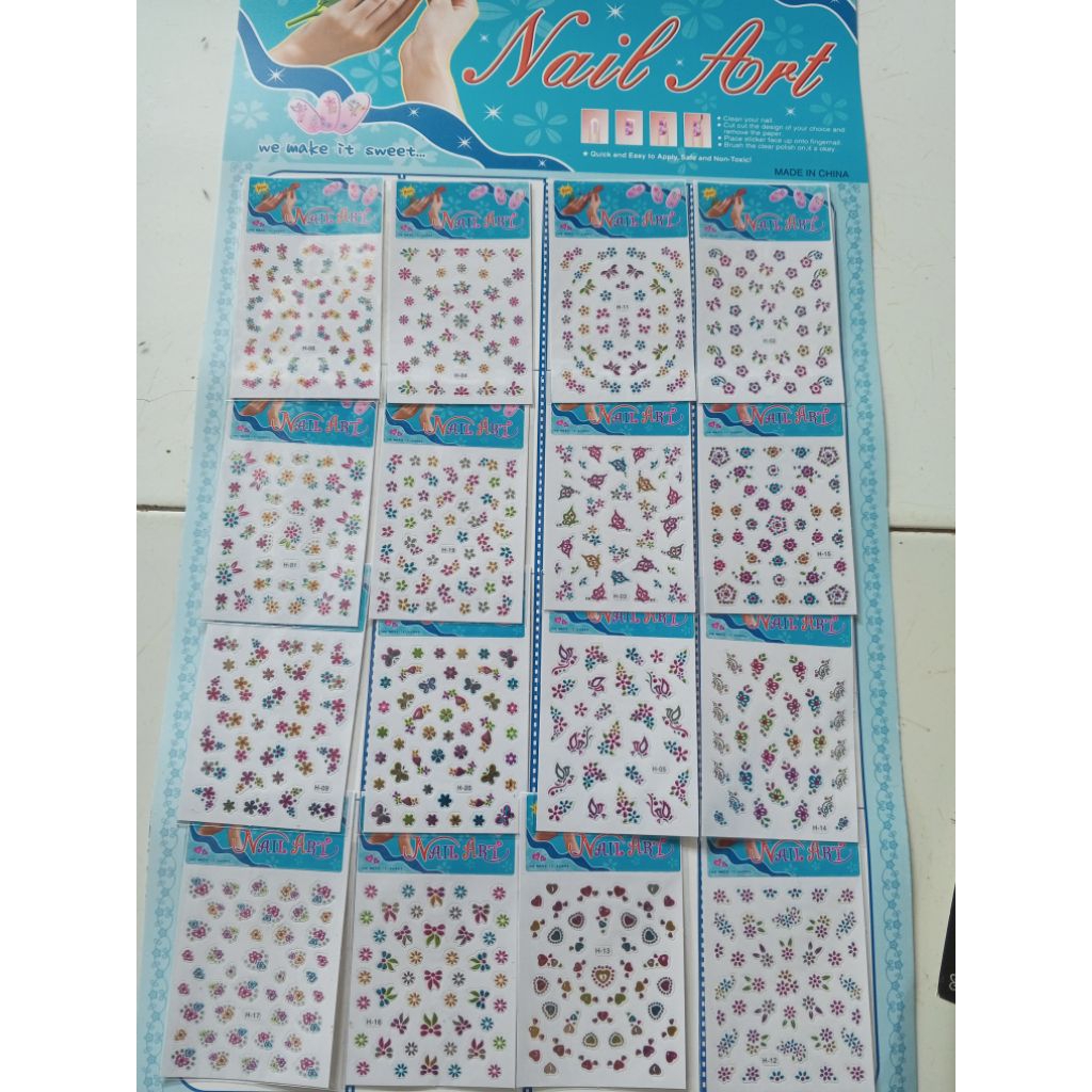 nail diamond stiker kuku lembaran, 1 lembar isi 16 pcs