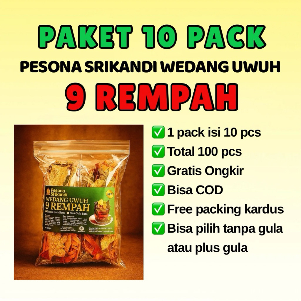 

Paket 10pack (100pcs) Wedang Uwuh 9 Rempah Pesona Srikandi